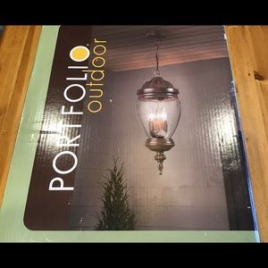 PORTFOLIO BRONZE OUTDOOR 3 LIGHT PENDANT NIB